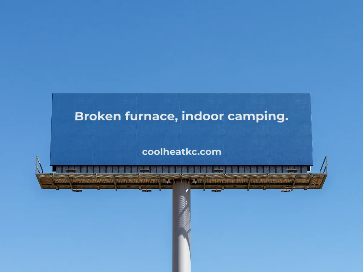 Cool Heat KC highway billboard mockup on I-35 Kansas City