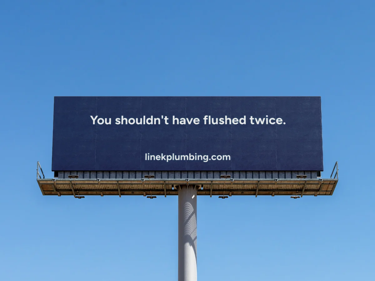 Linek Plumbing Company highway billboard mockup on I-64 St. Louis